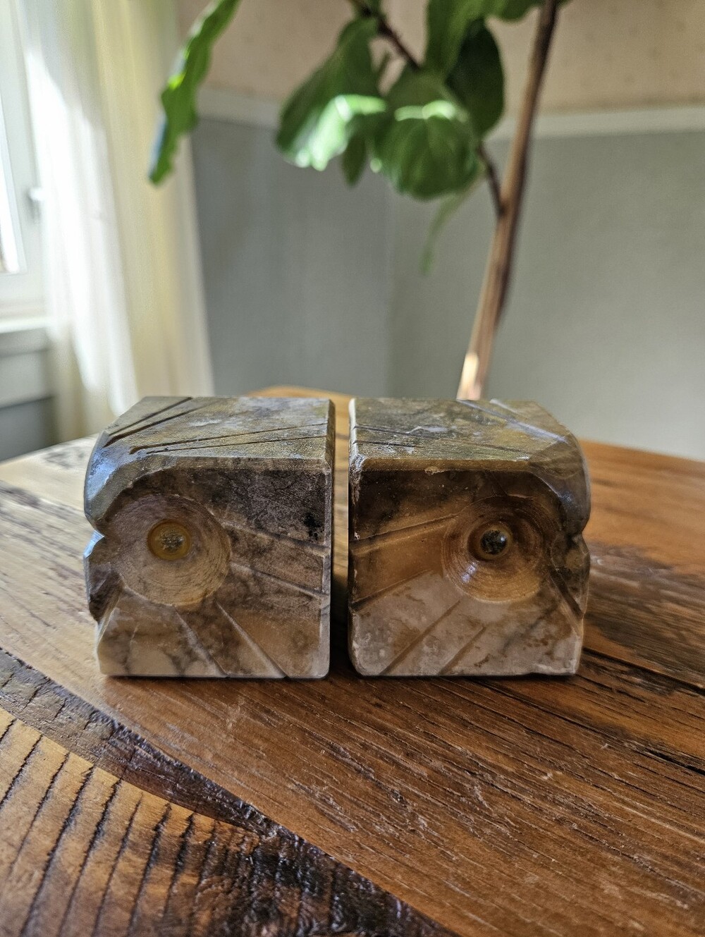 Vintage Alabaster Book Ends (Set of 2)